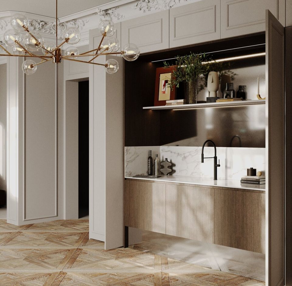 Interior visualisation beside the finished room